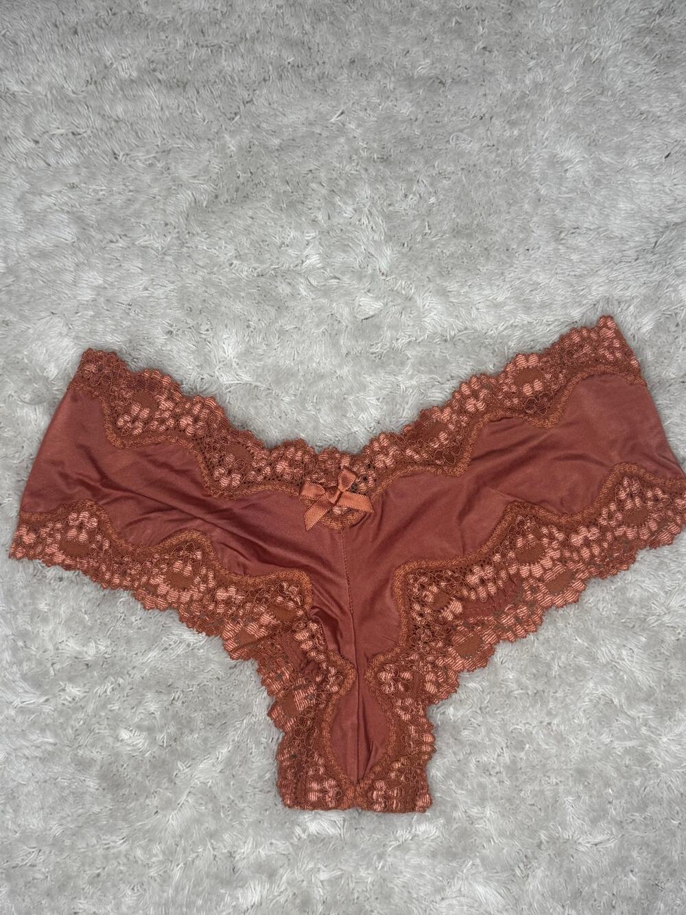 NWOT Victoria’s Secret Cheeky Burnt Orange Lace Panty XS Copper Bow 2017
